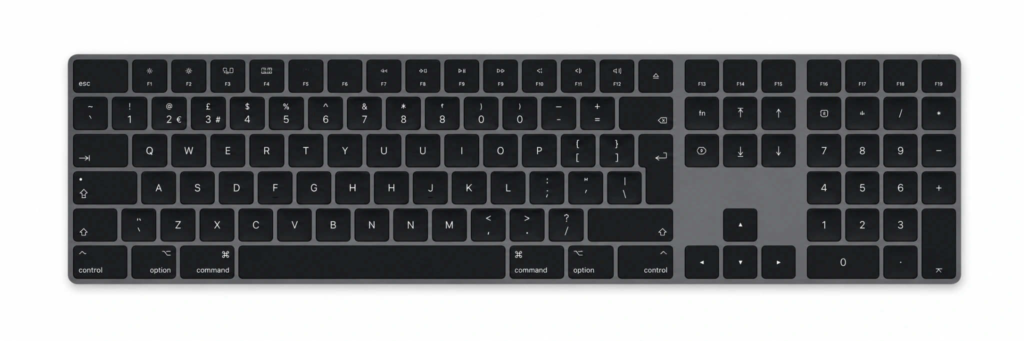 Klawiatura Apple A1843 Space Gray widok z góry
